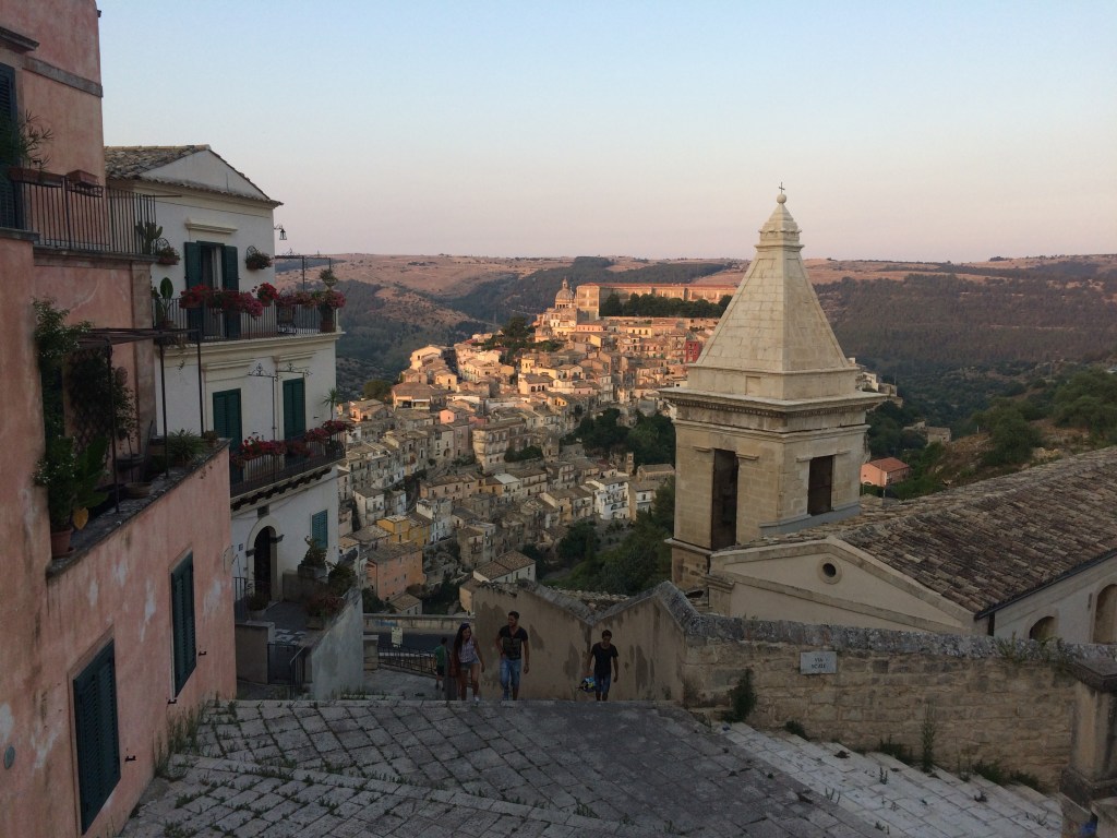 View of Ragusa from Ragusa Ibla, Sicily.